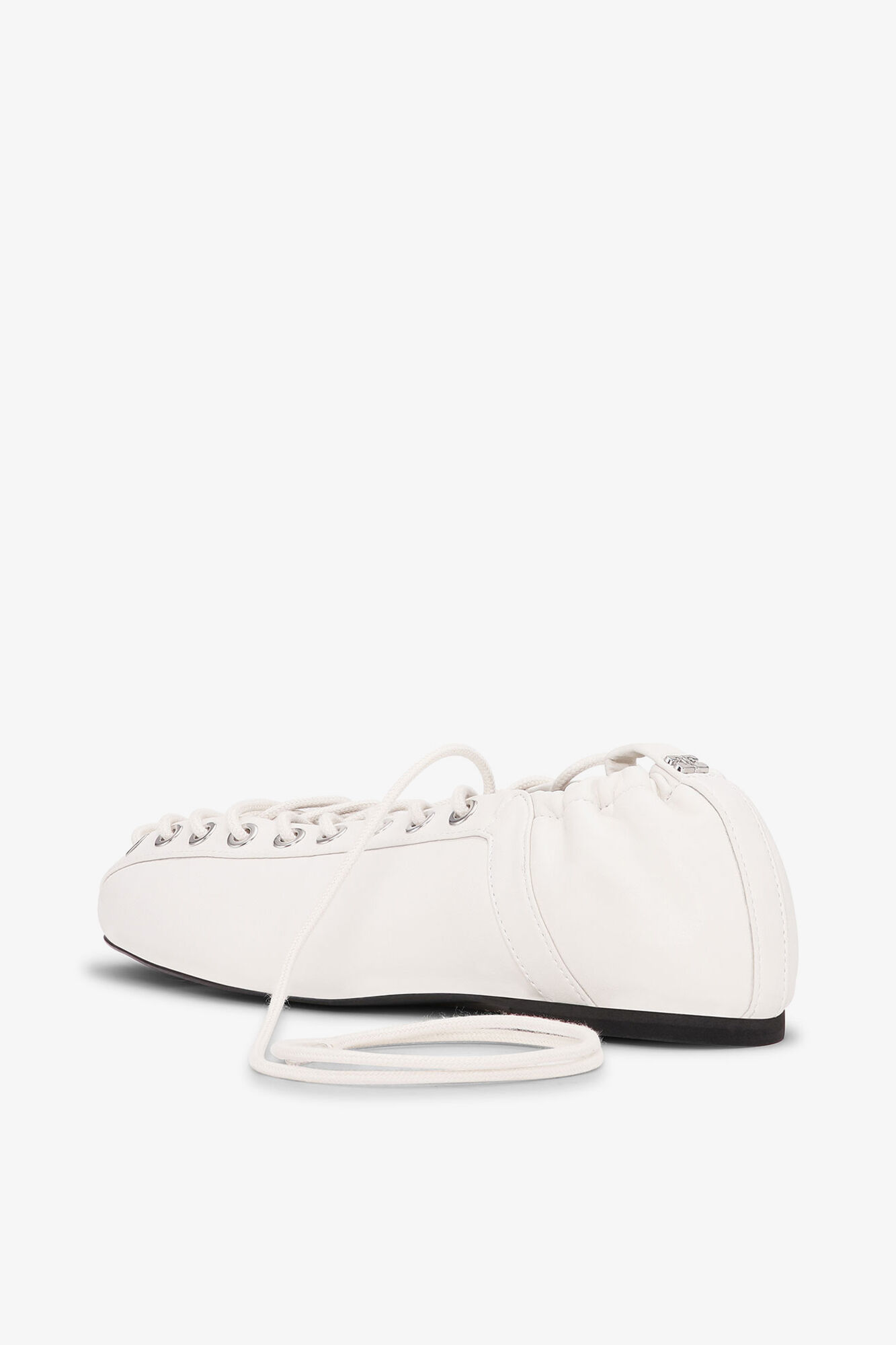 Lace-Up Ballerinas in Ivory | GANNI US