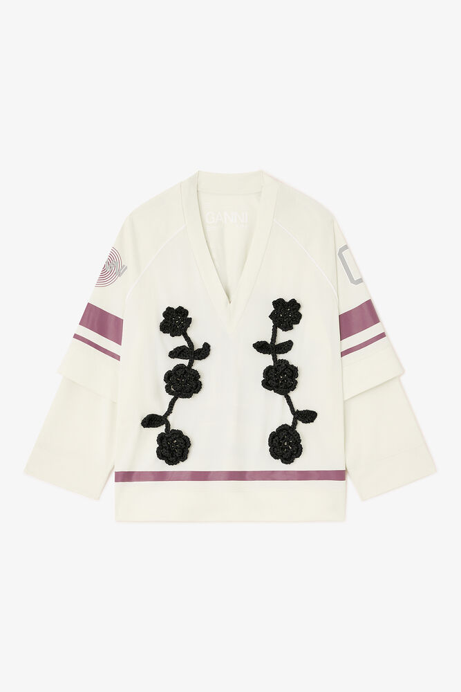 Ivory GANNI League Long-sleeve, Egret