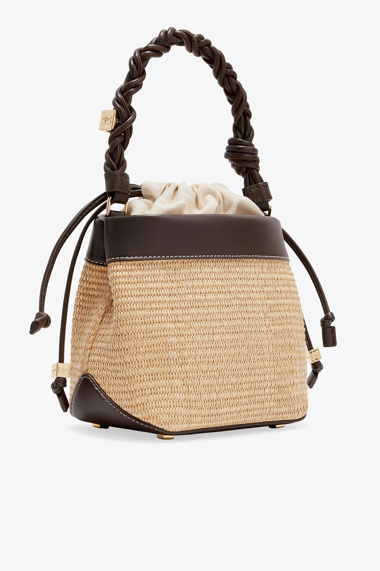 Brown GANNI Bou Bucket Bag, Polyester, in colour Seal Brown - 2 - GANNI
