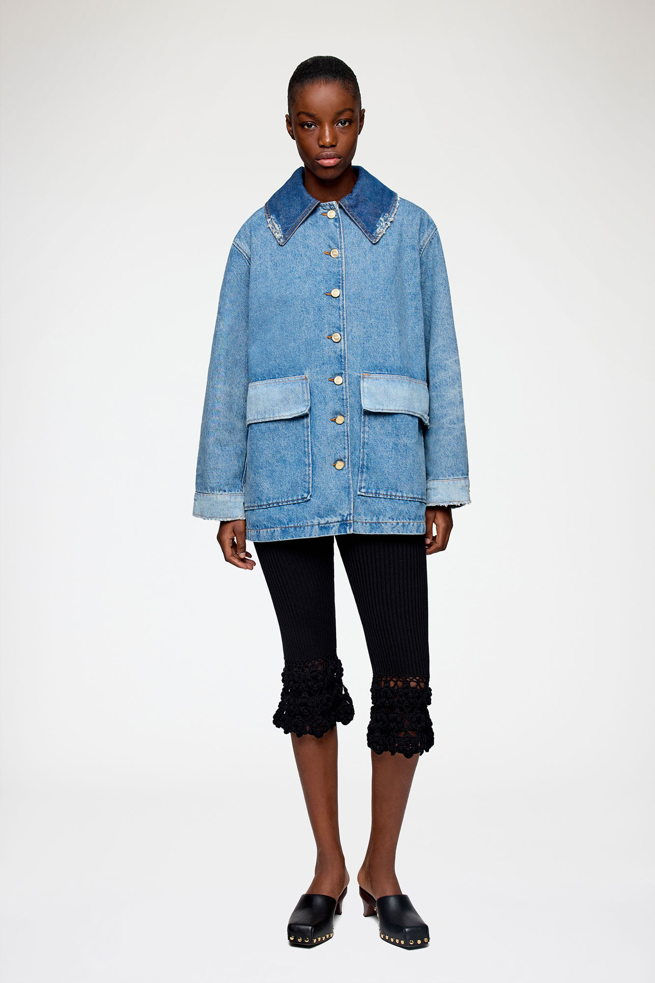 Mid Blue Vintage パッチワークデニムのジャケット | GANNI (Global)