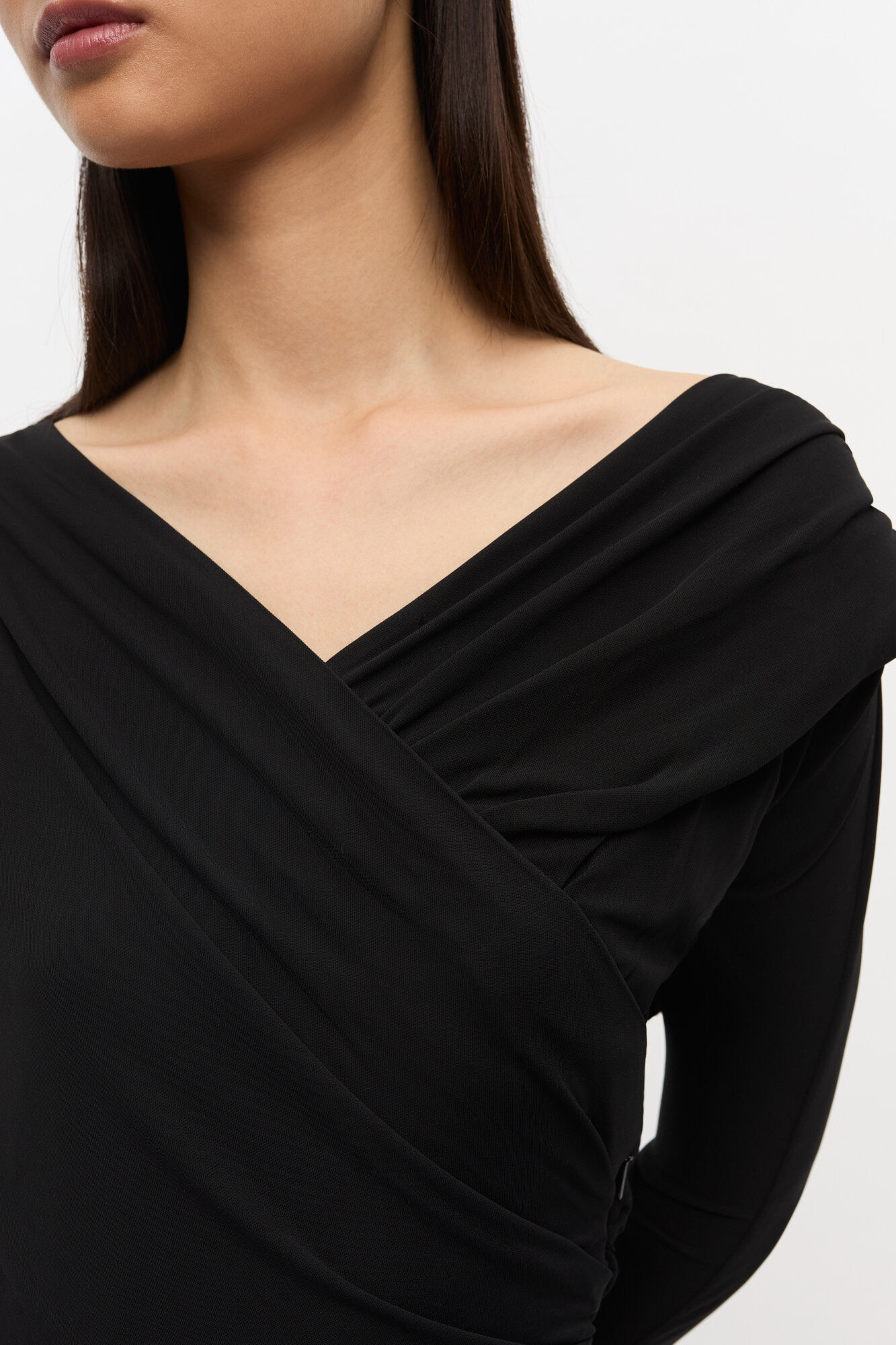 Black Ruched Dress, Viscose, in colour Black - 4 - GANNI