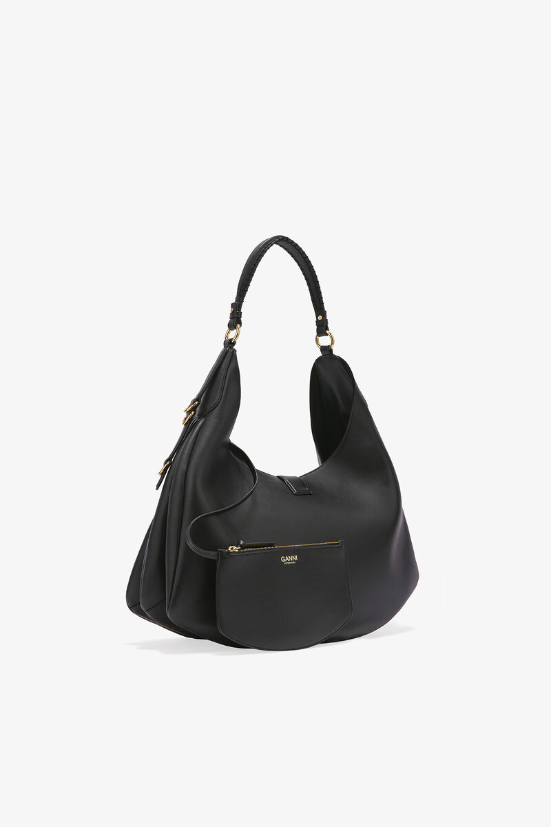 Grand sac noir Kat, Recycled Leather, in colour Black - 2 - GANNI