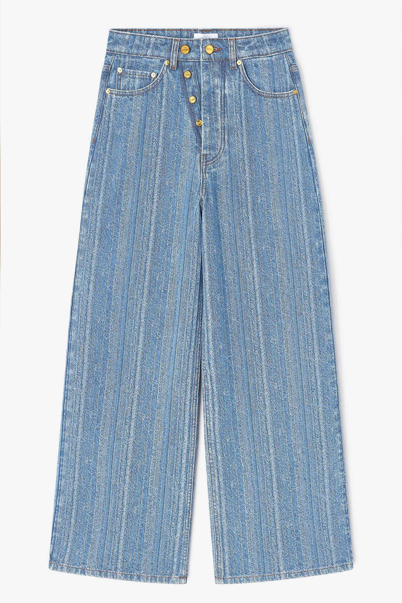 Randiga baggy jeans, Cotton, in colour Mid Blue Stone - 1 - GANNI