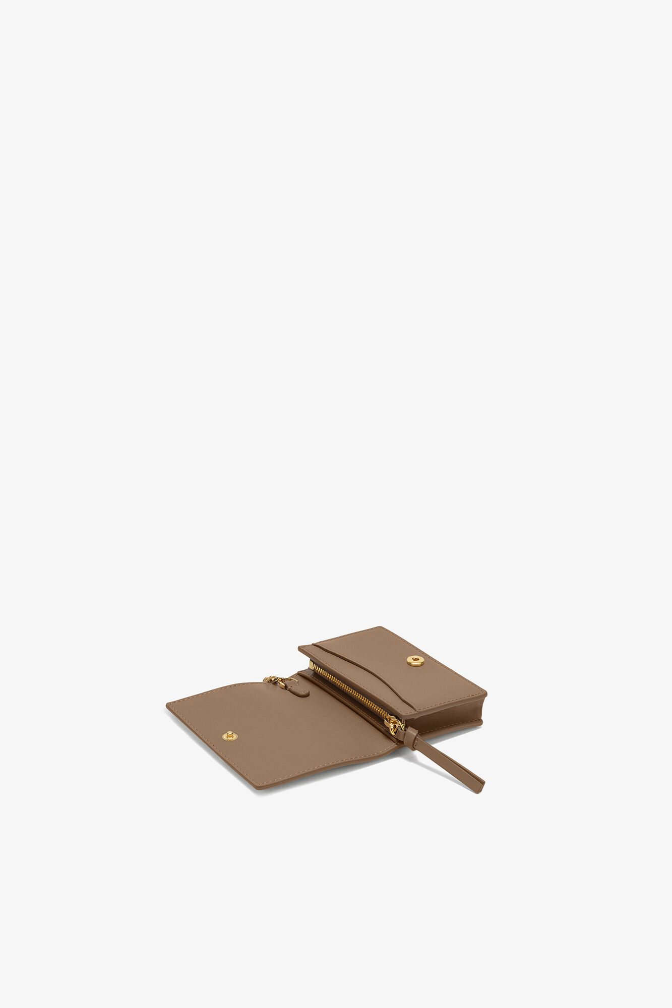 Bou kortholder med flap i brun, Recycled Leather, in colour Coca Mocha - 3 - GANNI