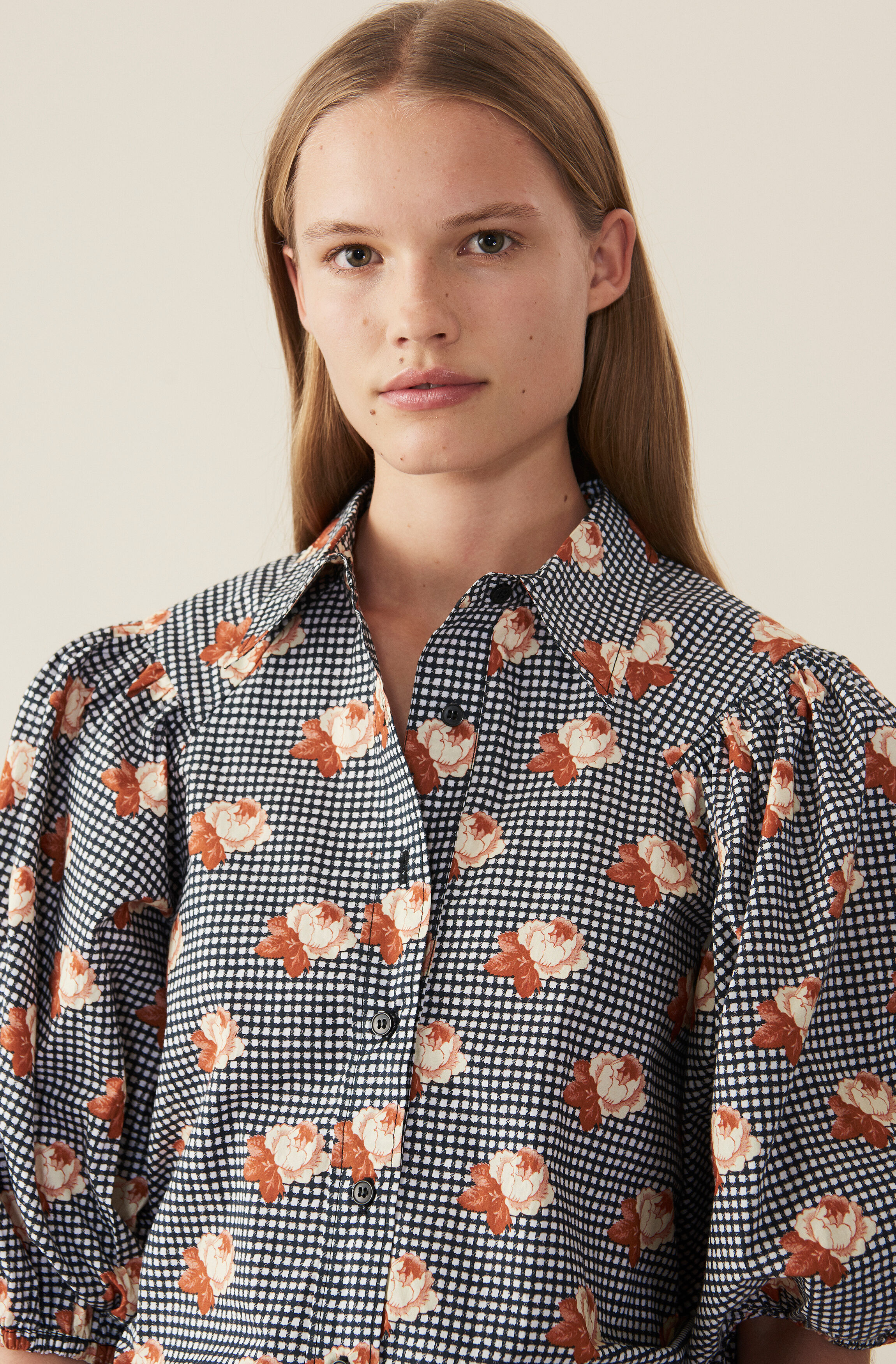 Printed Cotton Poplin Shirt | GANNI 