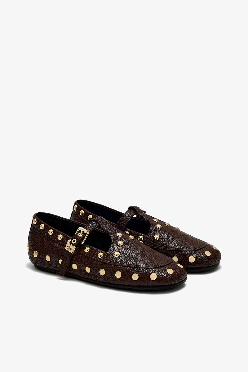 Mary Jenny Moccasins in Brown, Recycled Polyester, in colour Chicory Coffee - 2 - GANNI