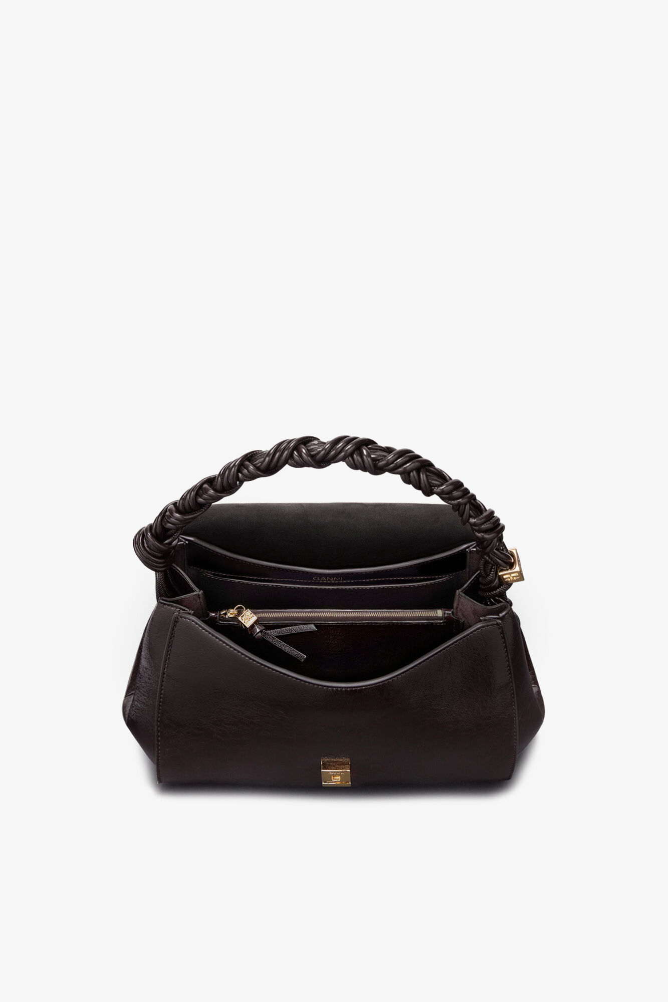 Very Bou Bag Shine in Brown, Polyester, in colour Demitasse - 3 - GANNI