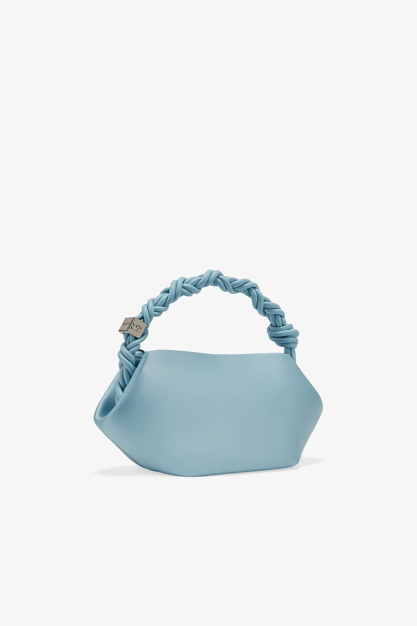 Icy Blue Satin Mini GANNI Bou Bag, Recycled Polyester, in colour Icy Blue - 2 - GANNI