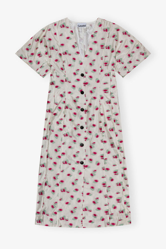 Floral Organza Jacquard Midi Dress, Tofu