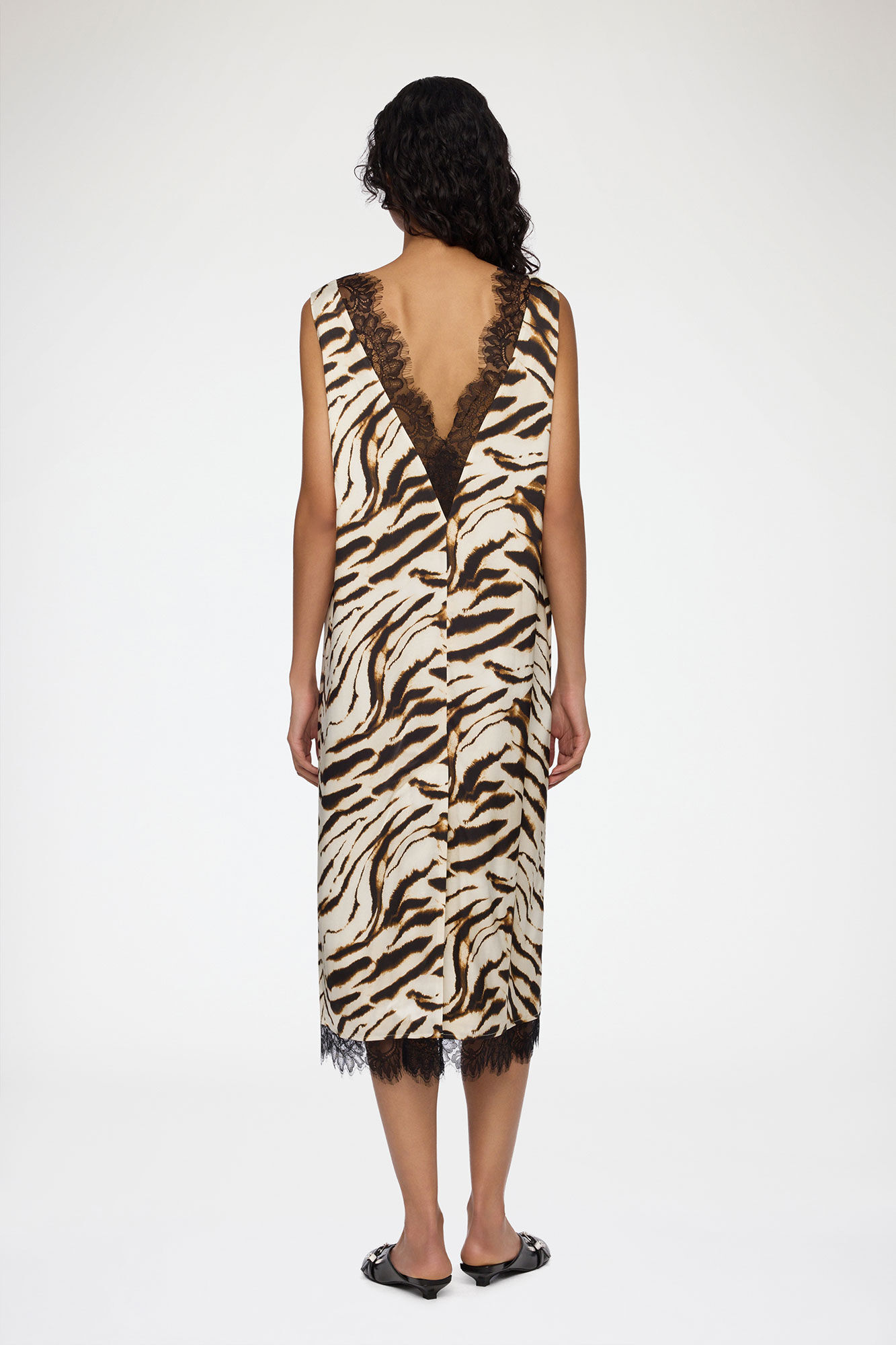 Dress in Zebra Satin | GANNI US