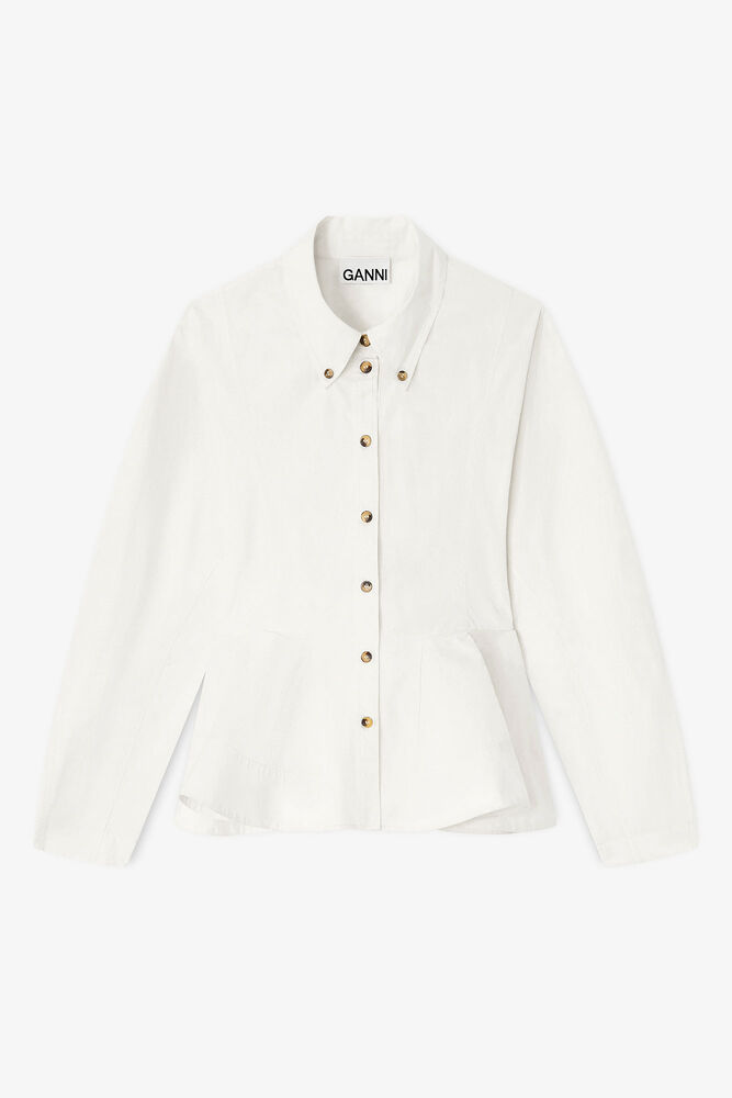 Ivory Peplum Shirt, Egret