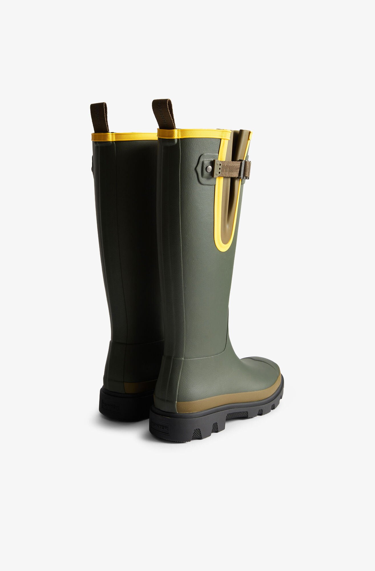 Downpour Tall Boots in Green, Rubber, in colour Dark Olive - 3 - GANNI