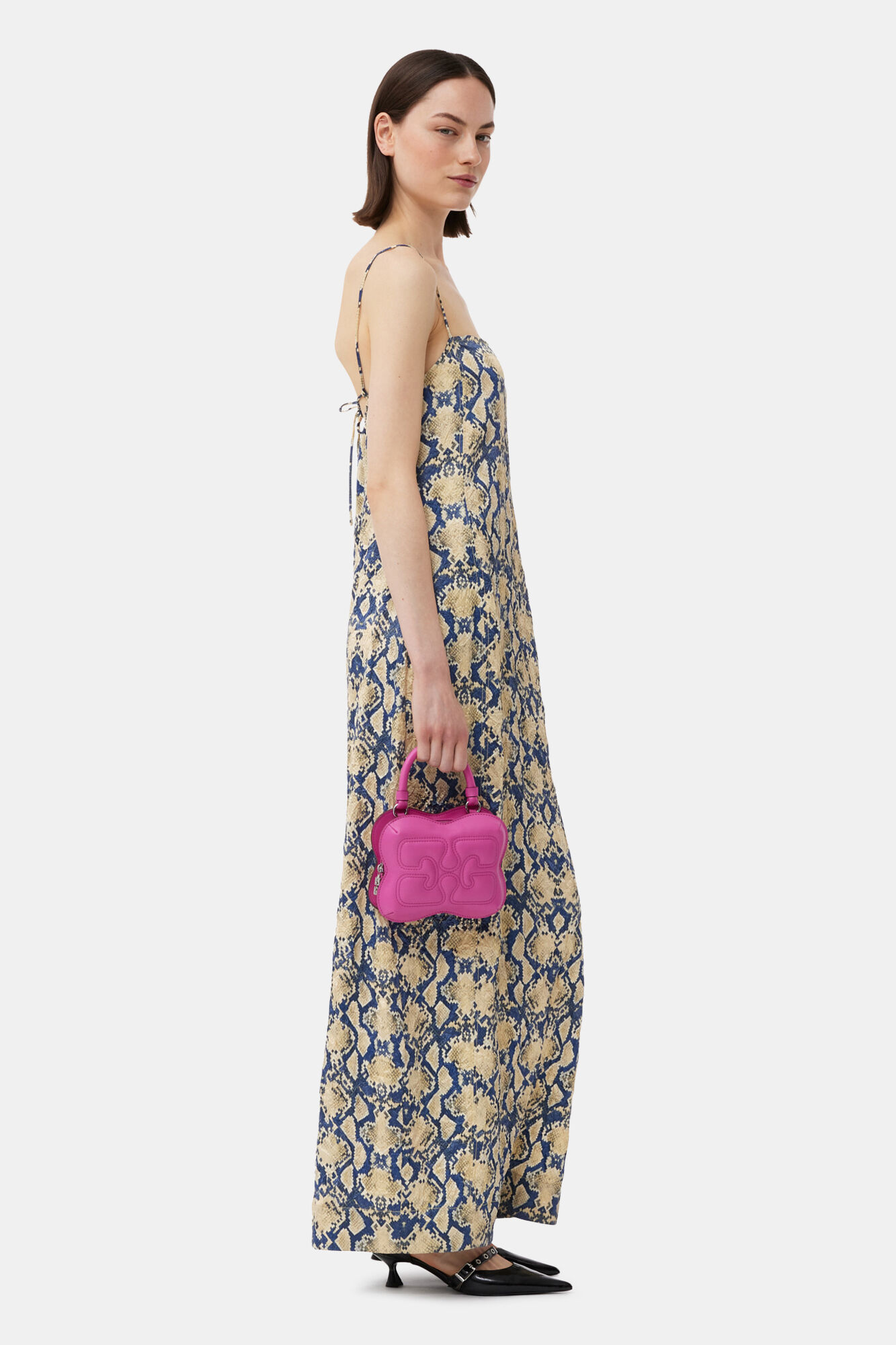 Pink Small Butterfly Crossbody Bag, Polyester, in colour Shocking Pink - 2 - GANNI