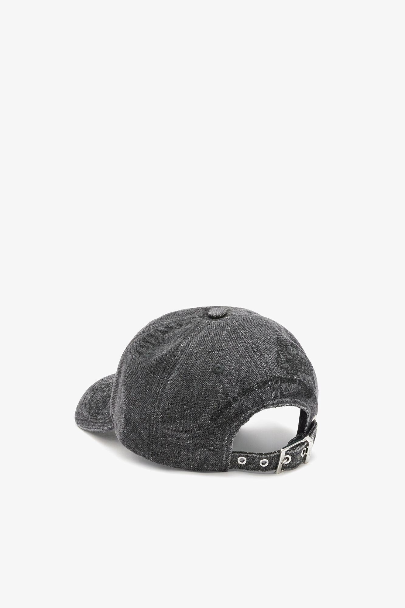 Black Washed Cap in Embroidered Denim | GANNI US