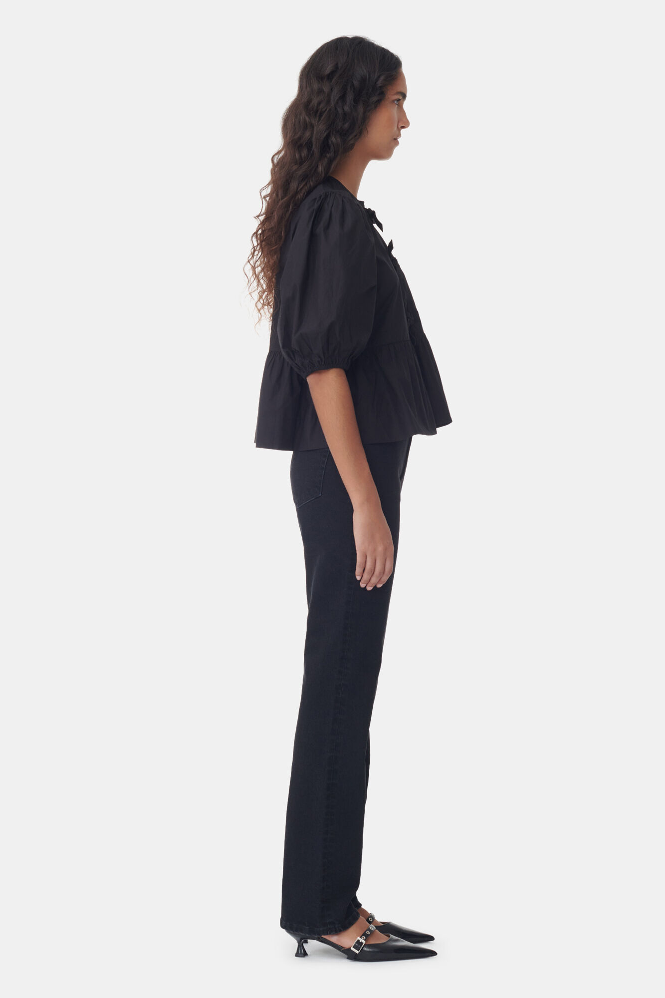 Washed Black Pohli Jeans, Cotton, in colour Washed Black/Black - 2 - GANNI