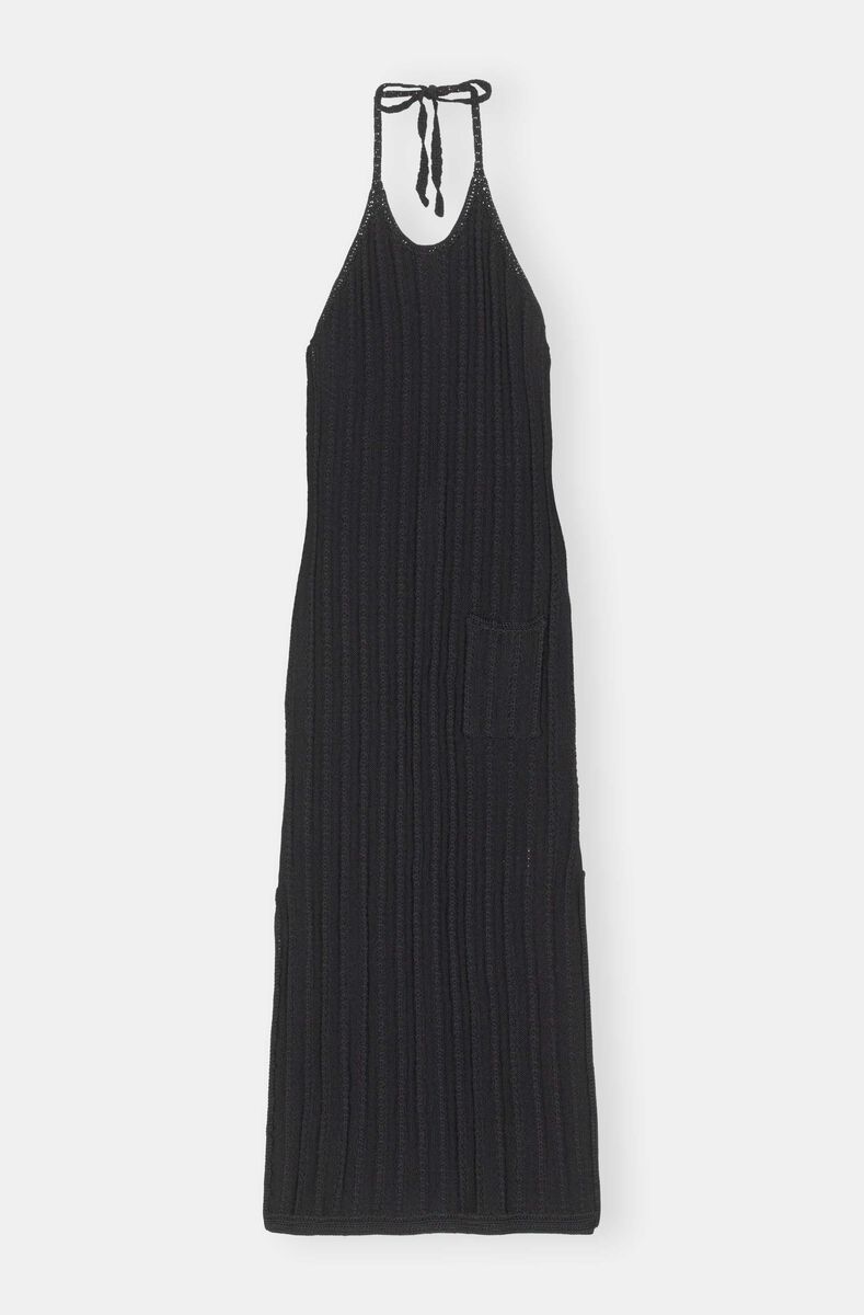 Knit Halter Midi Dress, Nylon, in colour Black - 1 - GANNI