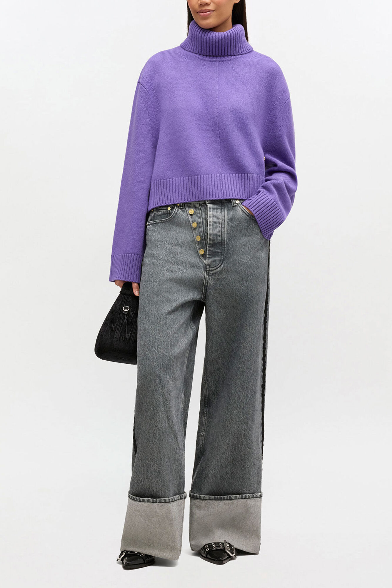 Wool Turtleneck Sweater, Wool, in colour Passion Flower - 2 - GANNI