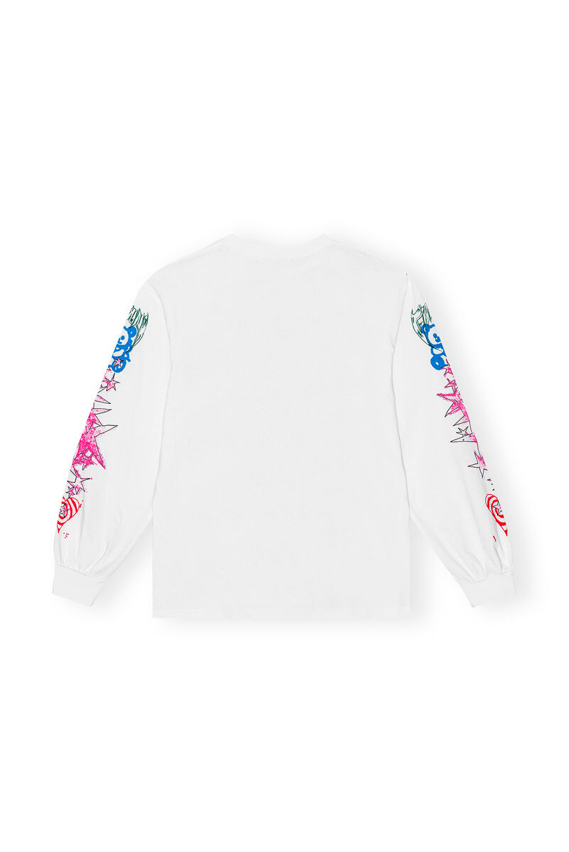 Future Heavy Jersey Long Sleeve T-shirt, Organic Cotton, in colour Bright White - 2 - GANNI