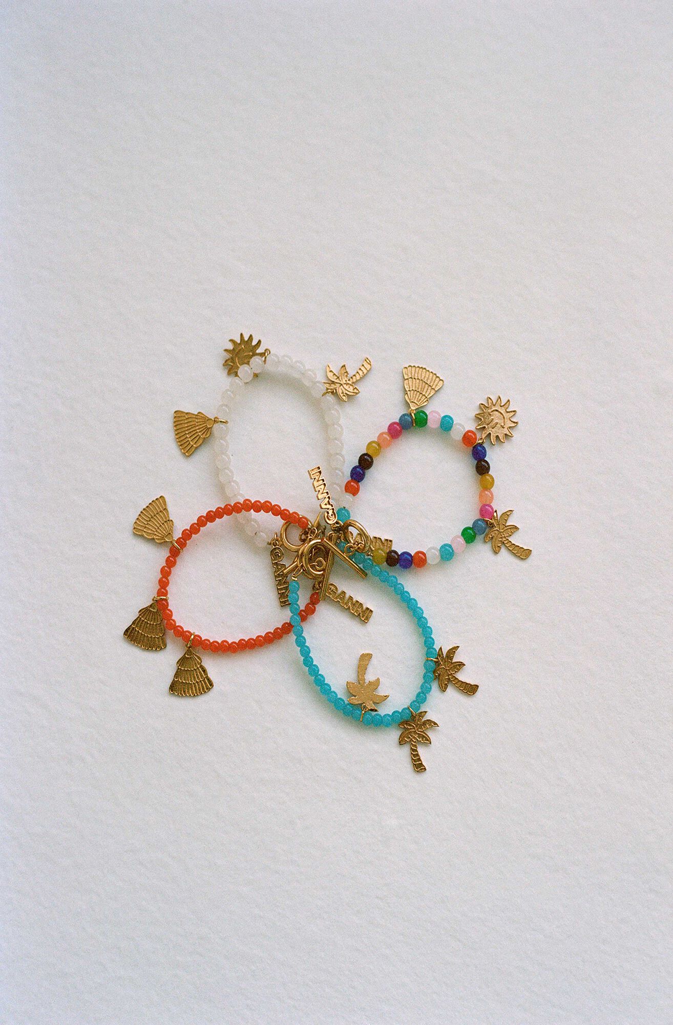 Bead Accessories Bead Bracelet 4, Brass, in colour Orange Peel - 2 - GANNI