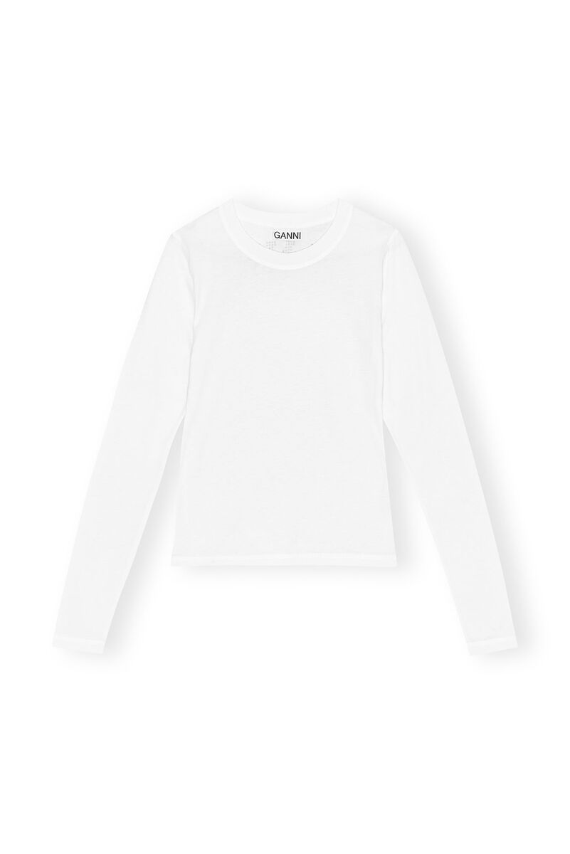Future White Jersey Rhinestone T-shirt, Organic Cotton, in colour Bright White - 1 - GANNI
