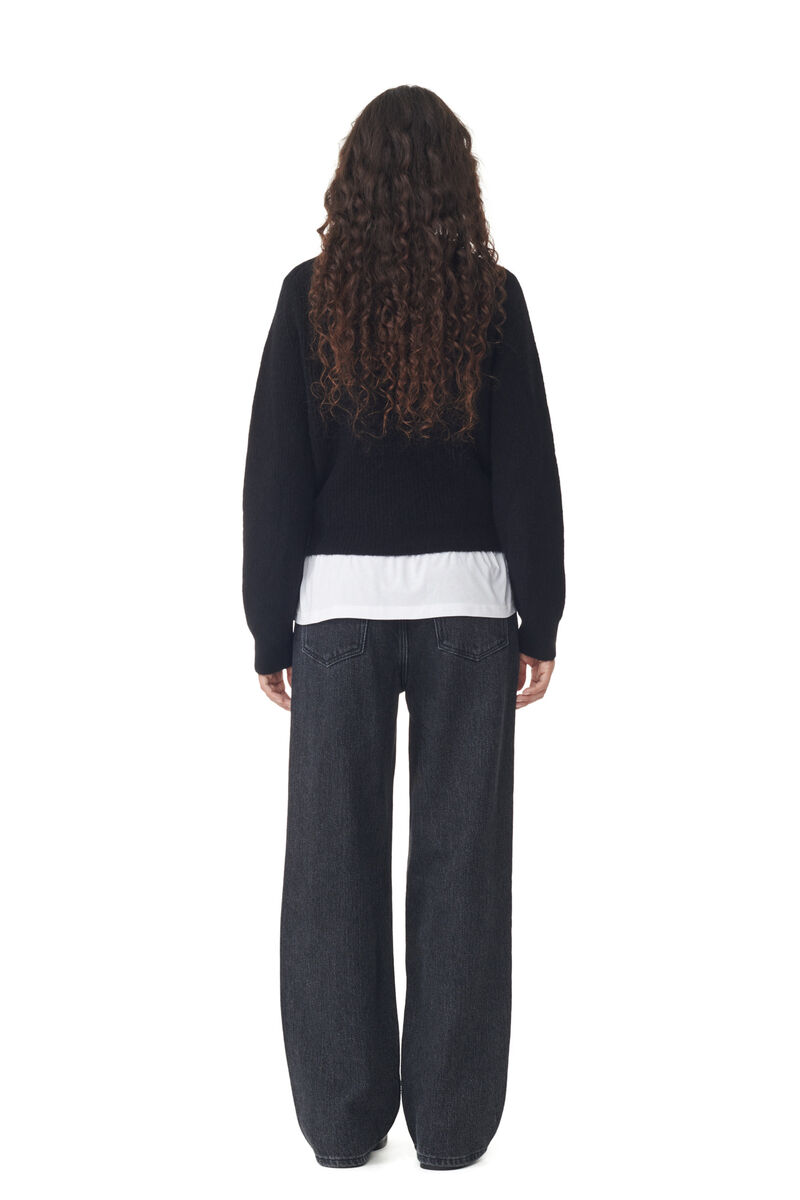 Black Soft Wool-cardigan, Alpaca, in colour Black - 4 - GANNI