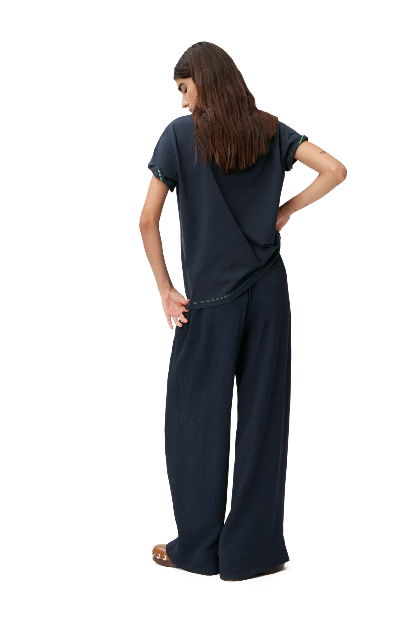 Hotel T-shirt, Cotton, in colour Sky Captain - 3 - GANNI