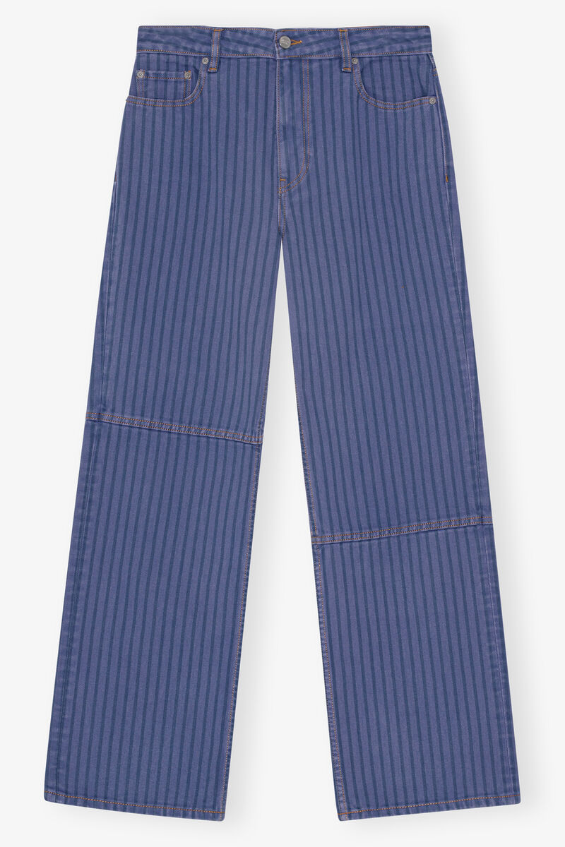 Blue Stripe Izey Jeans, Cotton, in colour Country Blue - 1 - GANNI