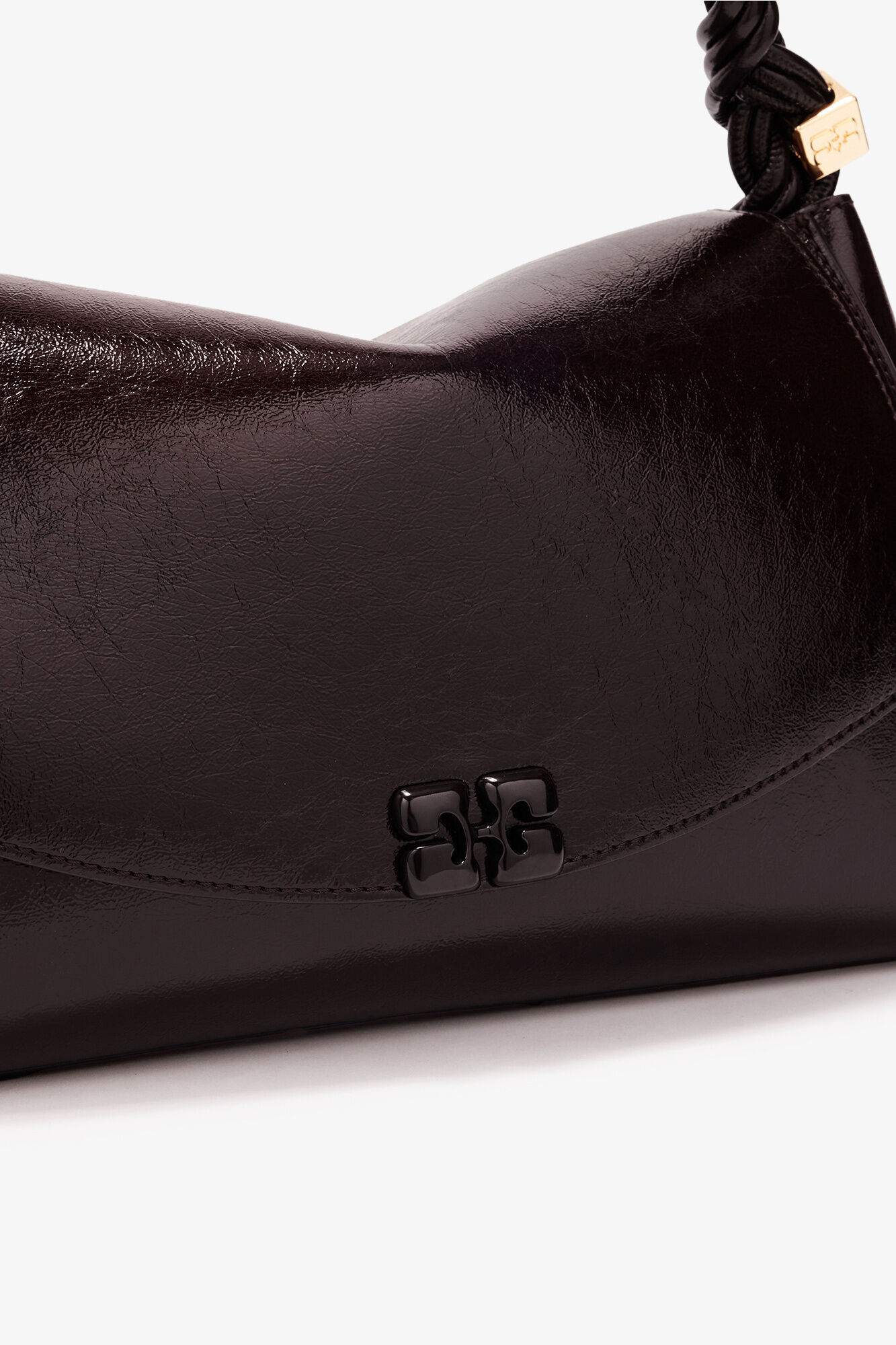 Very Bou Bag Shine in Brown, Polyester, in colour Demitasse - 4 - GANNI