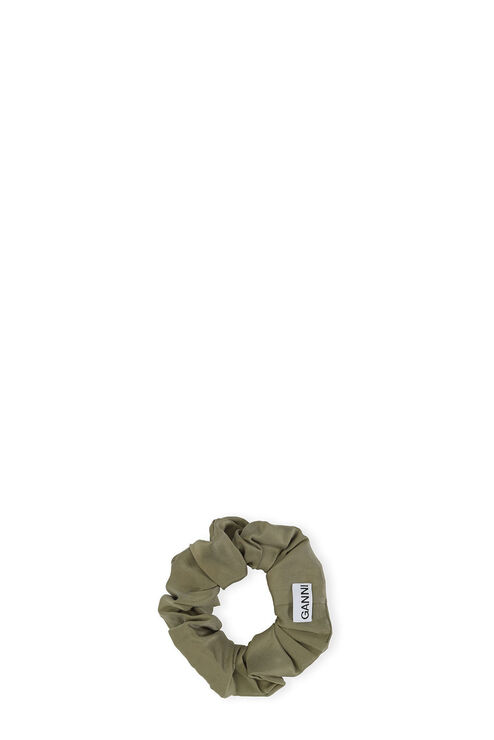 Ganni Washed Satin Scrunchie In Aloe