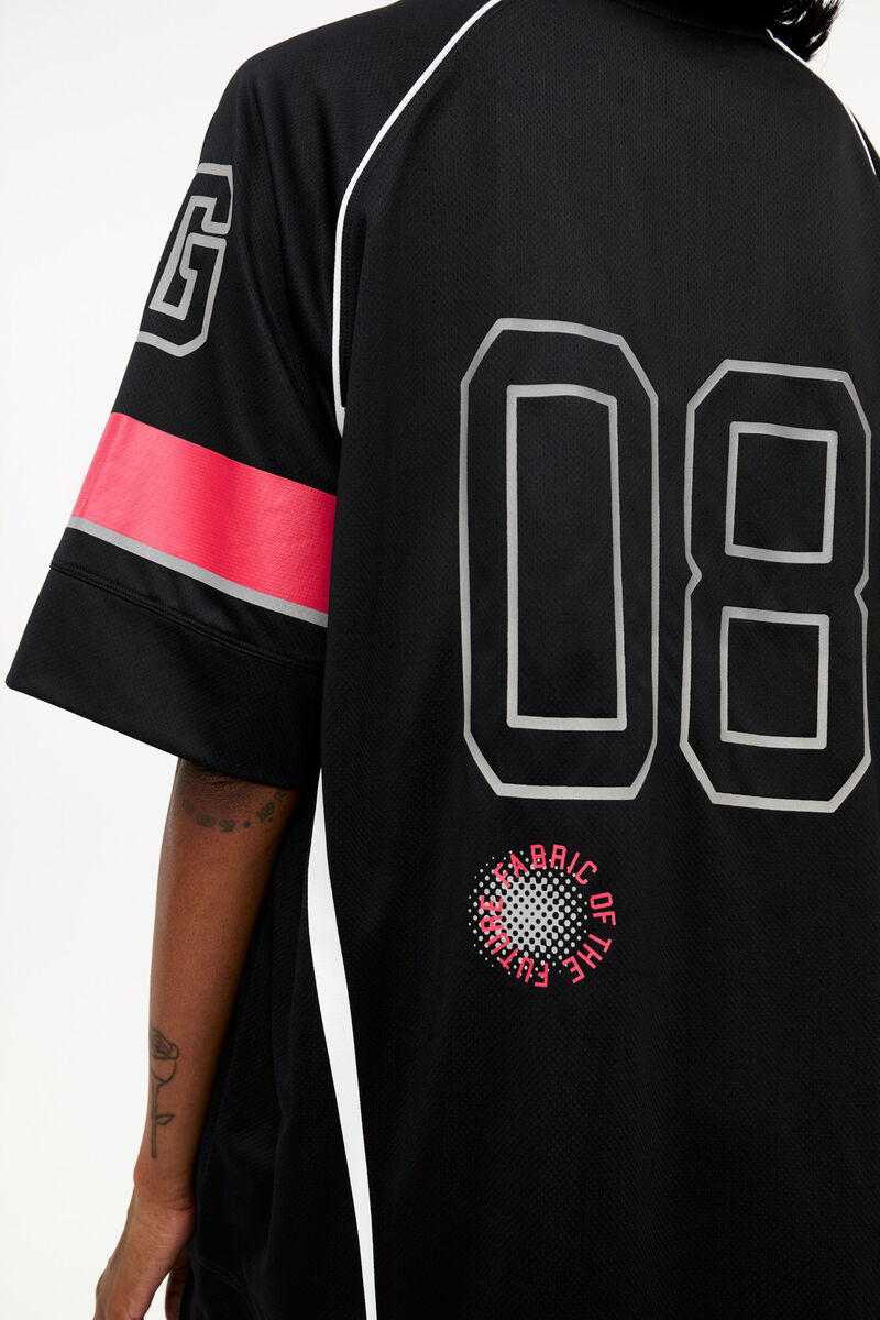 Black League Oversized T-shirt, Recycled Polyester, in colour Black - 5 - GANNI