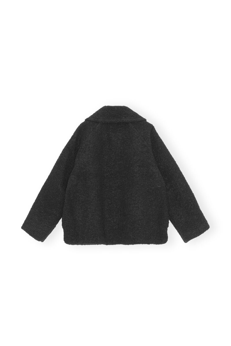 Boucle Wool Jacket, Polyester, in colour Black - 2 - GANNI