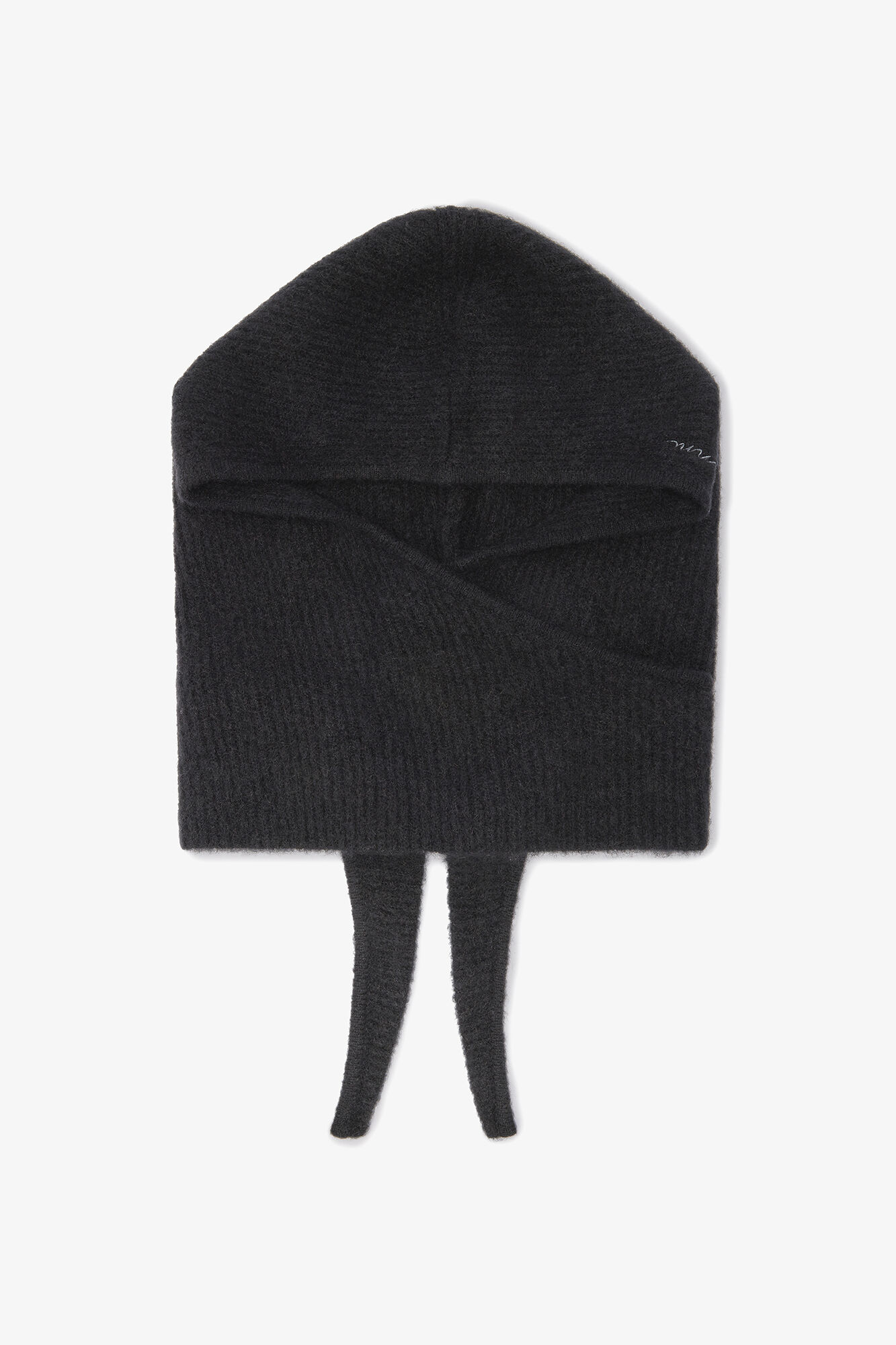 Black Soft Wool Balaclava, Alpaca, in colour Black - 1 - GANNI