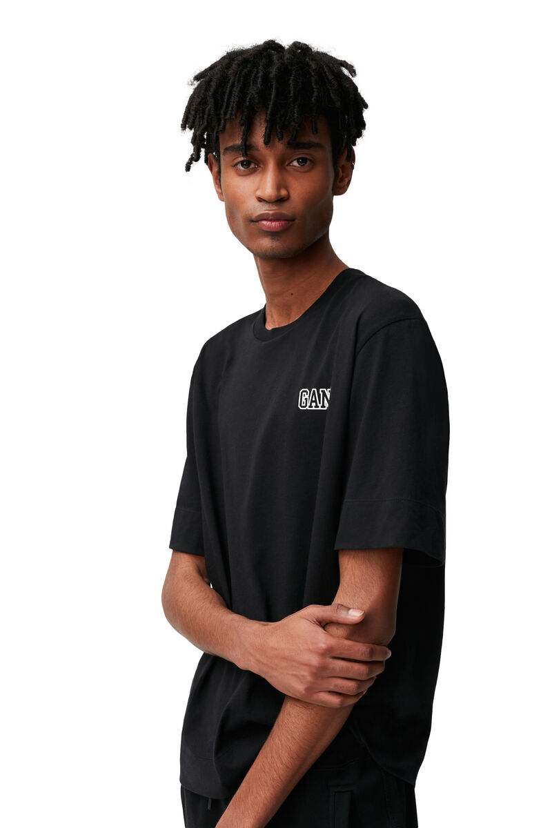 Avslappnad t-shirt med logga, Cotton, in colour Black - 6 - GANNI
