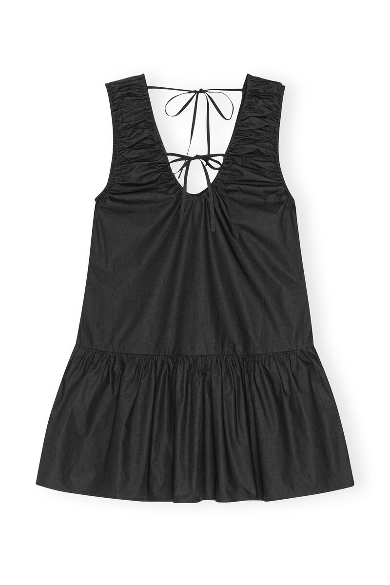 Black Cotton Poplin Mini Dress, Cotton, in colour Black - 1 - GANNI