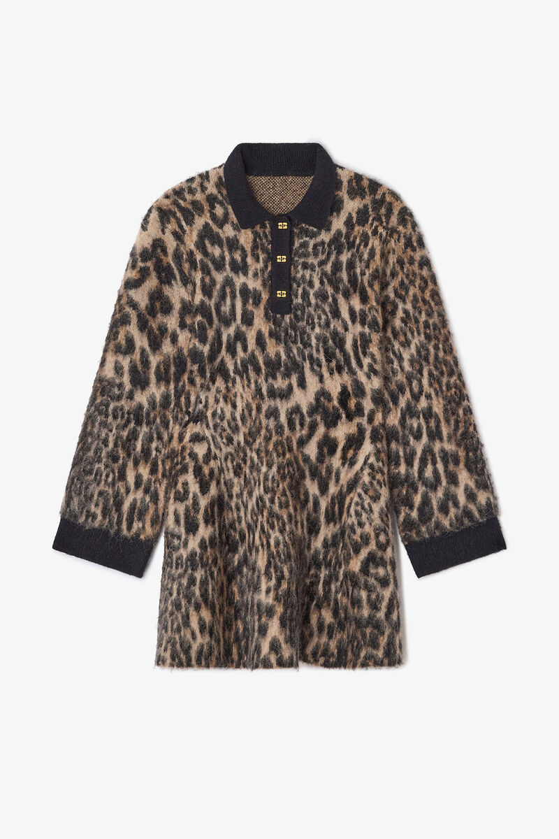 Leopard Polo Dress, in colour Leopard - 1 - GANNI
