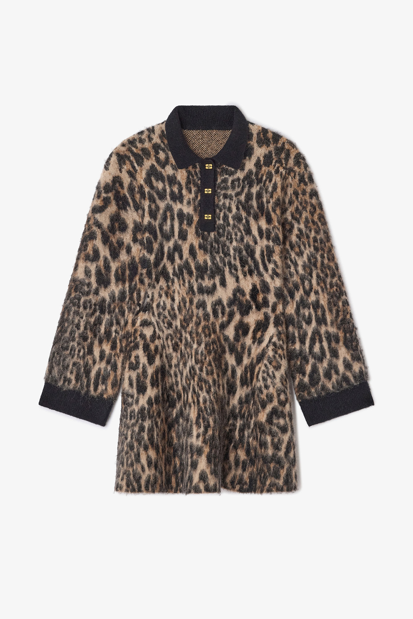 Leopard Polo Dress, in colour Leopard - 1 - GANNI