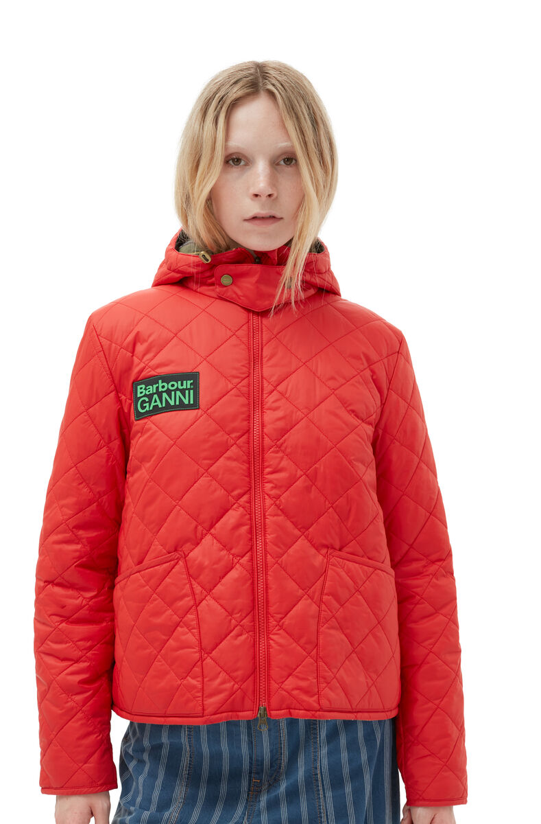 GANNI X Barbour Reversible Liddesdale Jacket, in colour Fiery Red - 3 - GANNI