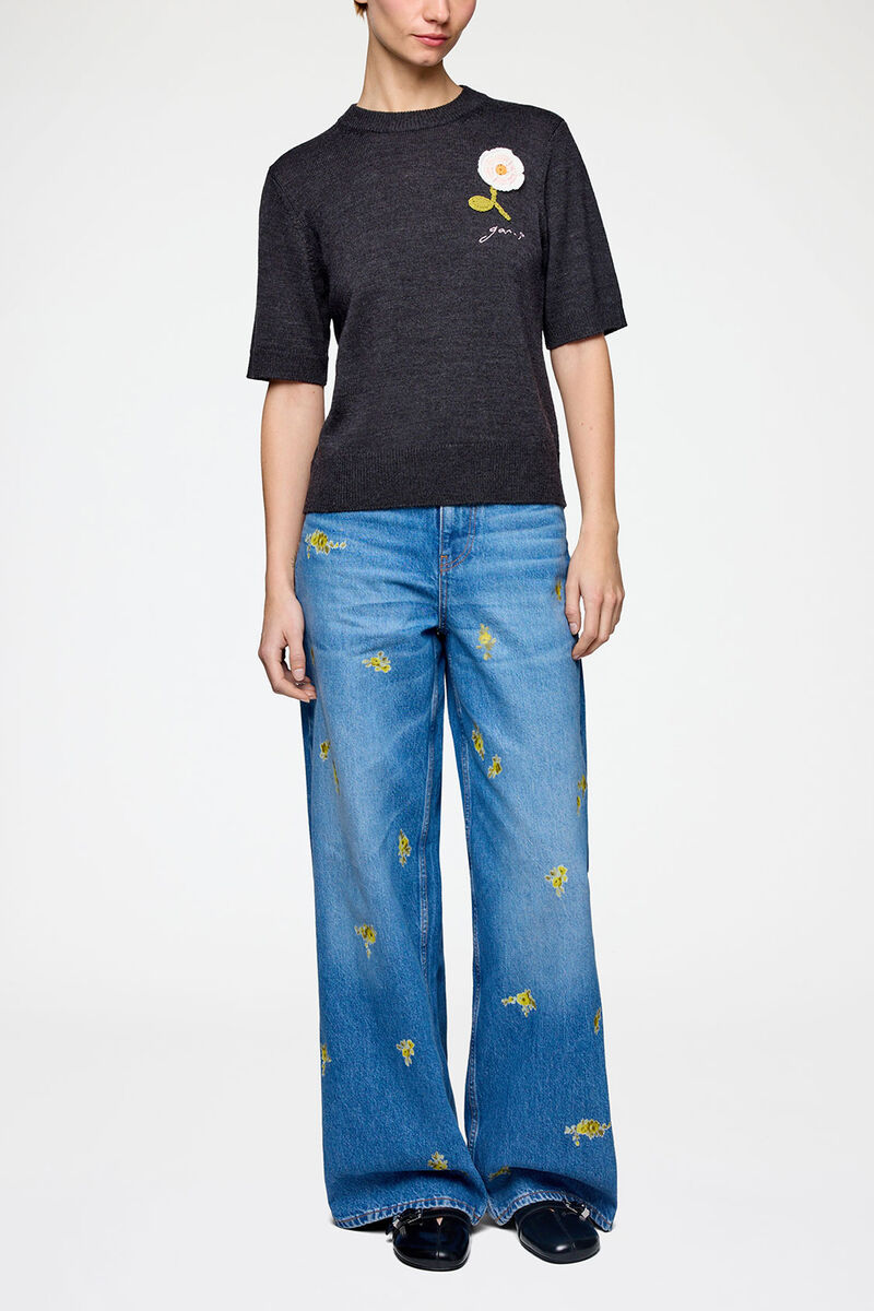 Tee in Merino, Wool, in colour Phantom - 3 - GANNI