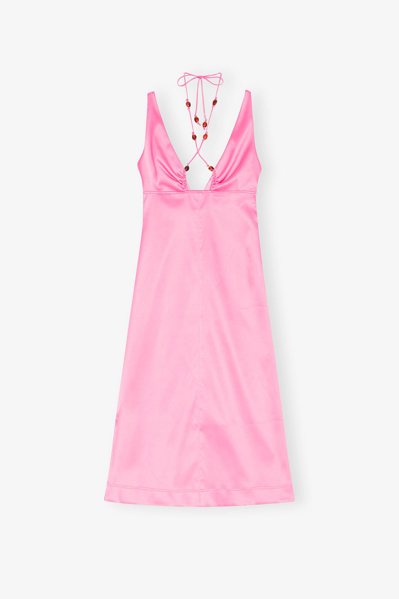 Double Satin Halter-Neck Dress, Recycled Polyester, in colour Wild Orchid - 1 - GANNI