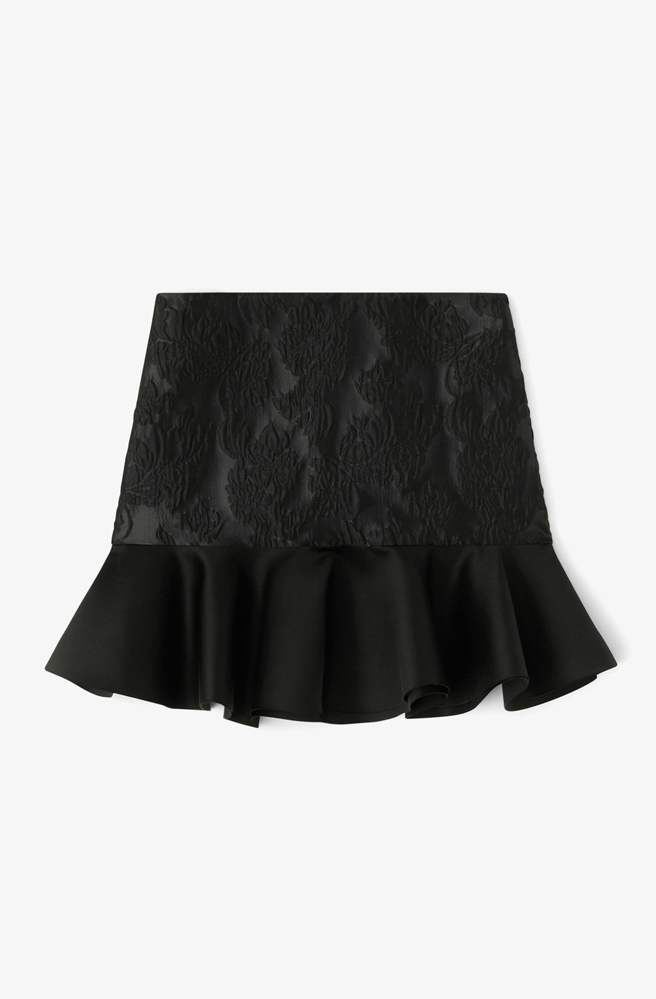 Satin Cloque Mini Skirt, Recycled Polyester, in colour Jet Black - 1 - GANNI