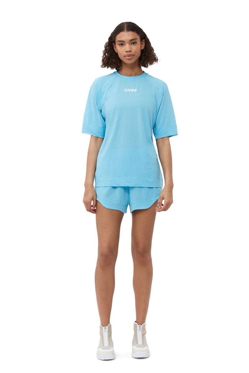 Active Mesh T-shirt, Elastane, in colour Ethereal Blue - 2 - GANNI