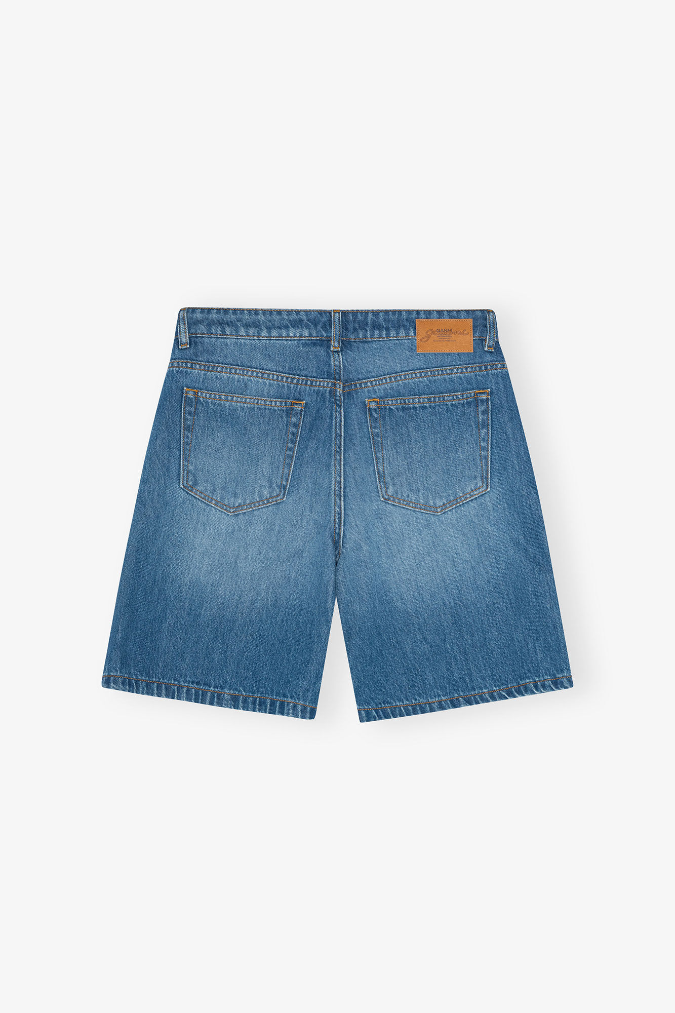 Mid Blue Denim Shorts, Lyocell, in colour Mid Blue Vintage - 2 - GANNI