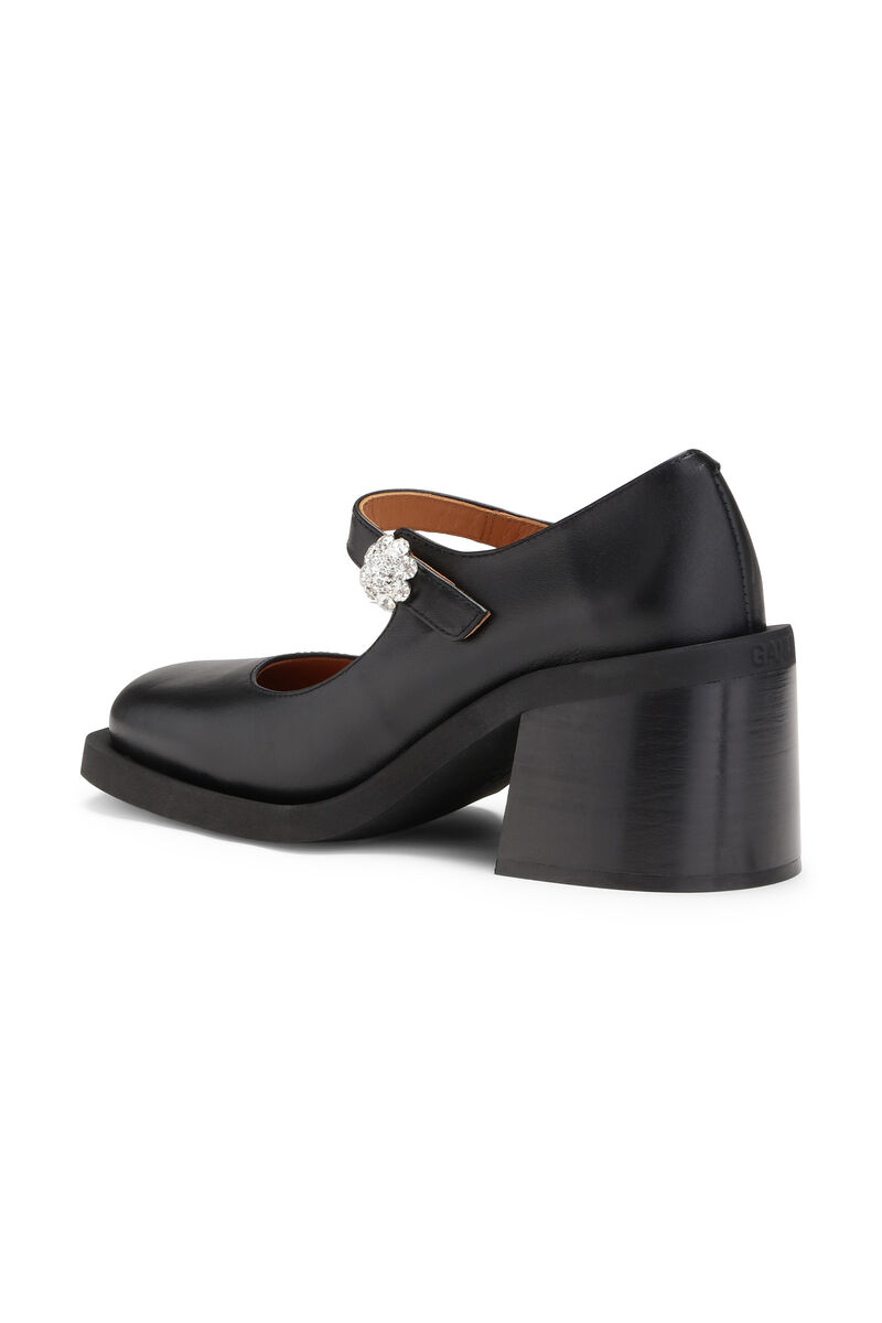 Mary Jane Pumps, Calf Leather, in colour Black - 2 - GANNI