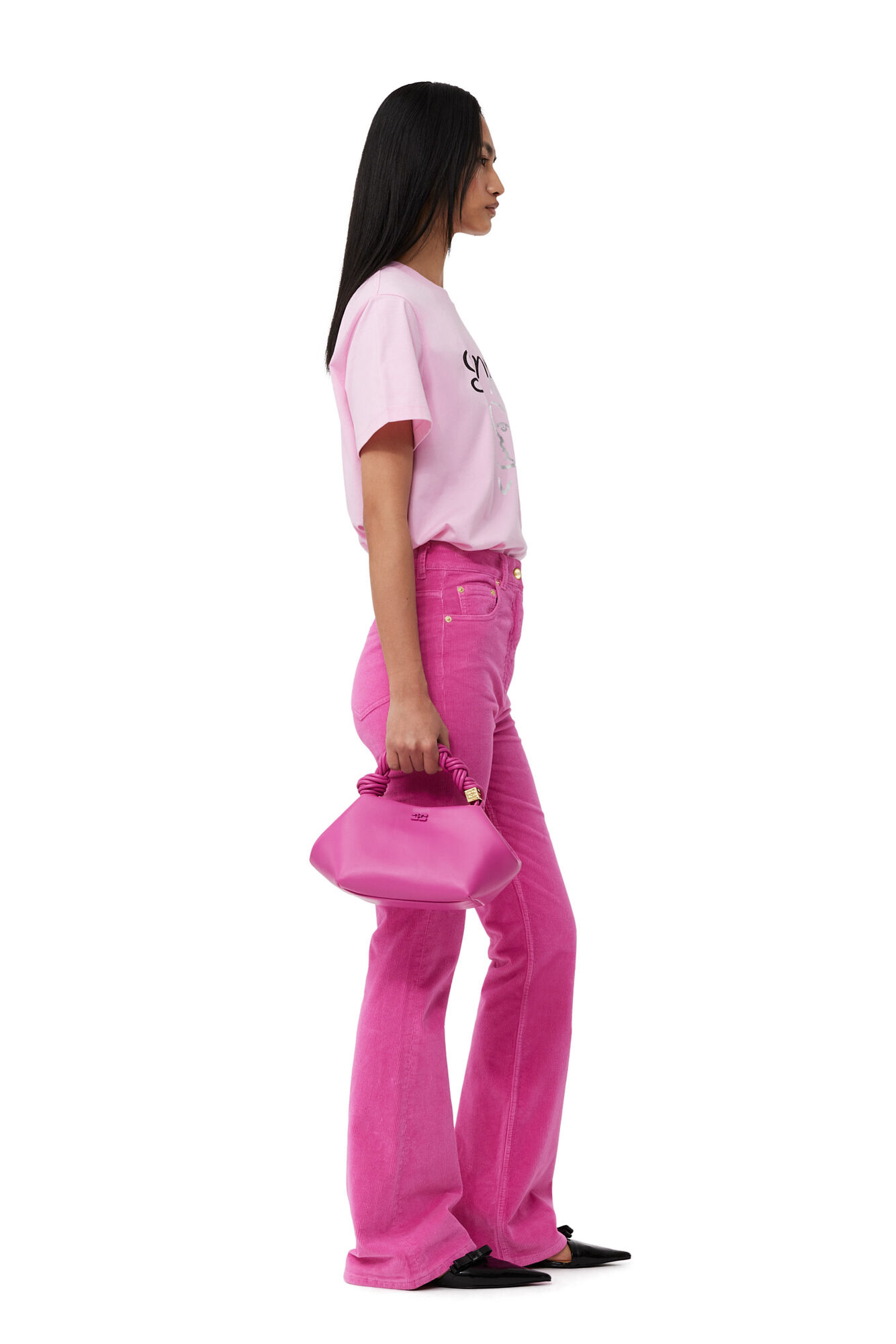 Pink Relaxed Sun T-shirt, Cotton, in colour Lilac Sachet - 3 - GANNI