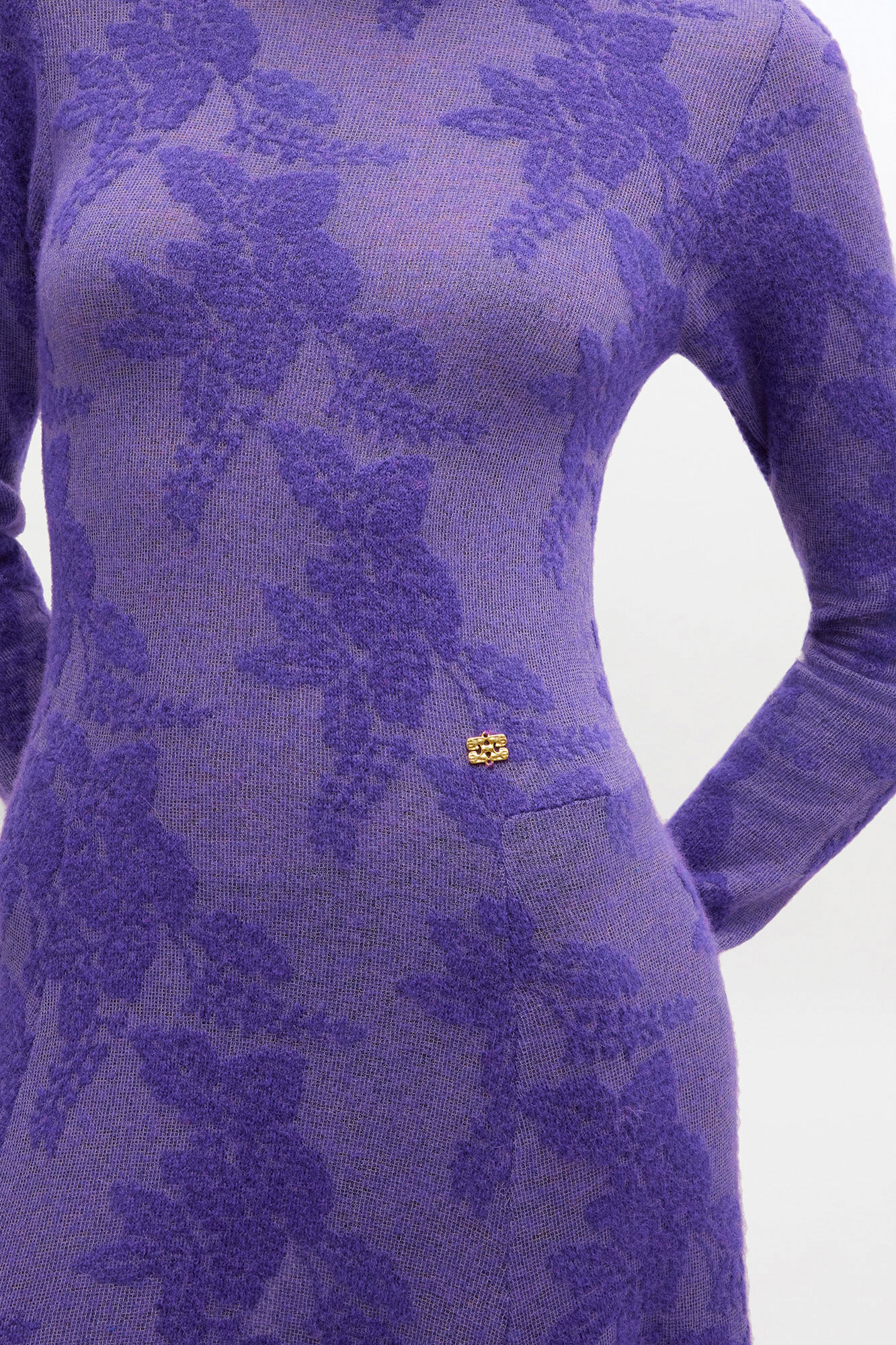 Purple Sheer Flower Dress, in colour Passion Flower - 3 - GANNI