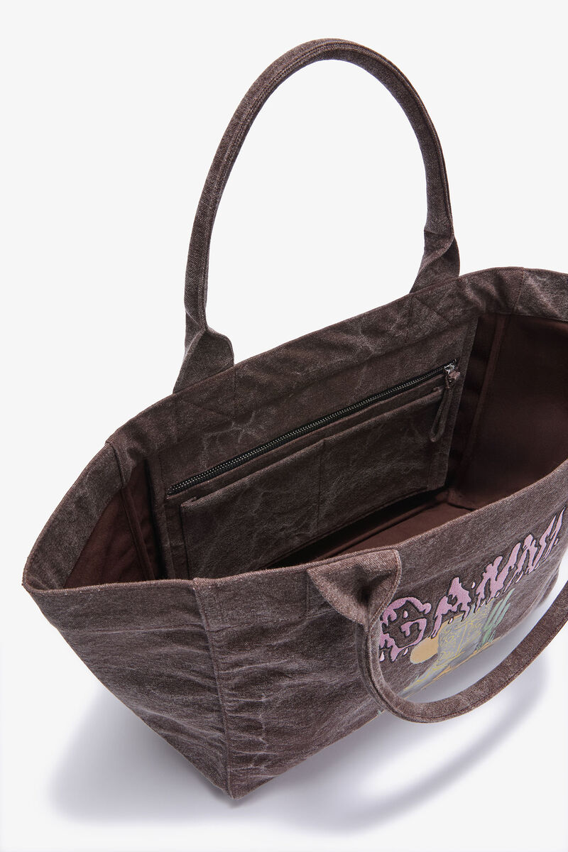 Brown Medium Western Boot Tote, in colour Chicory Coffee - 3 - GANNI
