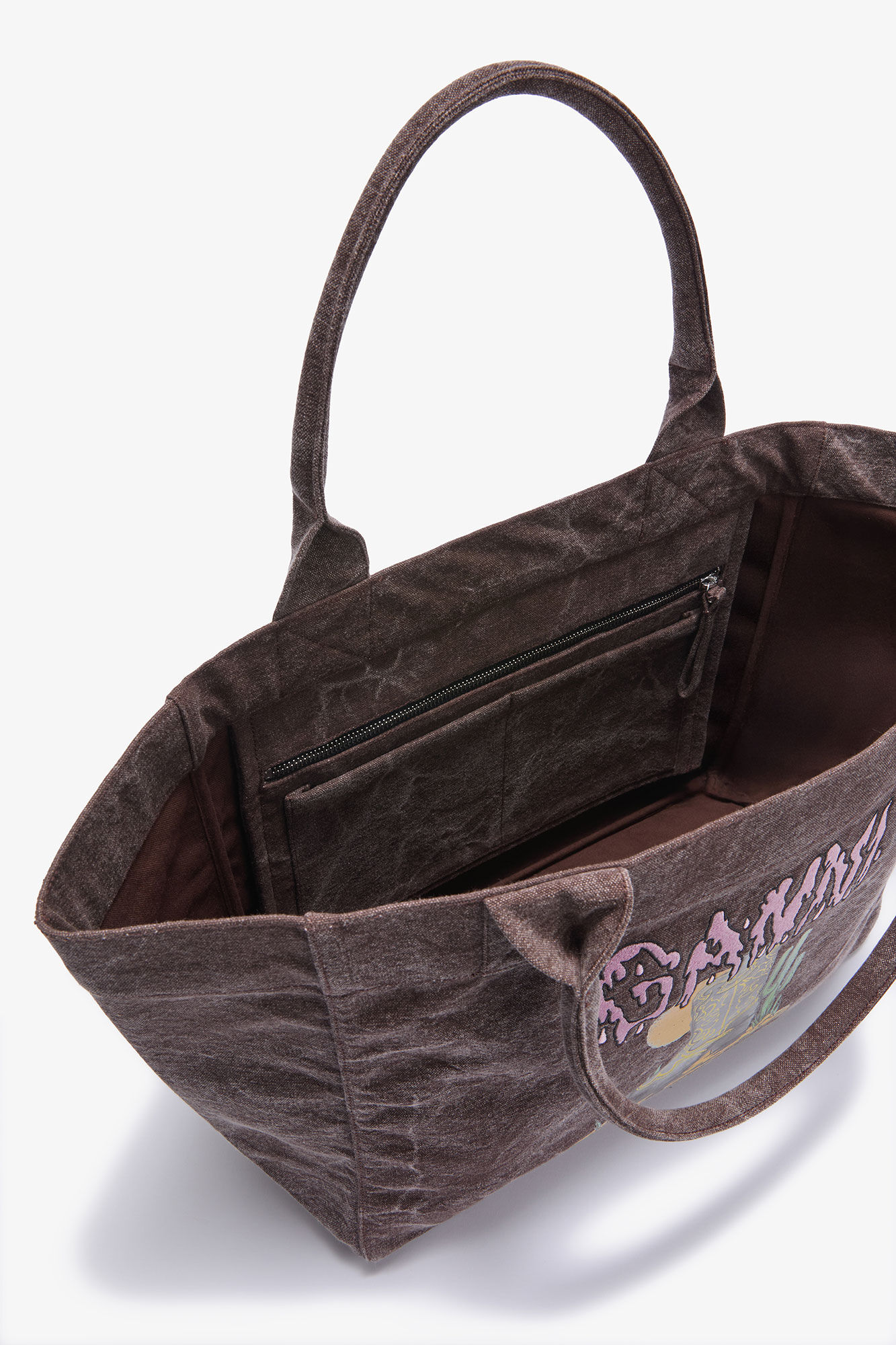 Brown Medium Western Boot Tote, in colour Chicory Coffee - 3 - GANNI