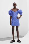 Open V-Neck Mini Dress, Polyamide, in colour Blue Iris - 1 - GANNI