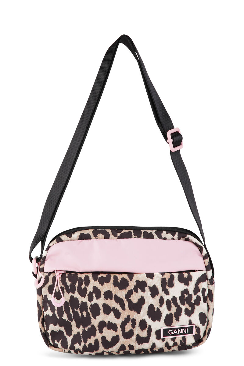 Recycled Festival Bag, Recycled Polyester, in colour Leopard - 1 - GANNI