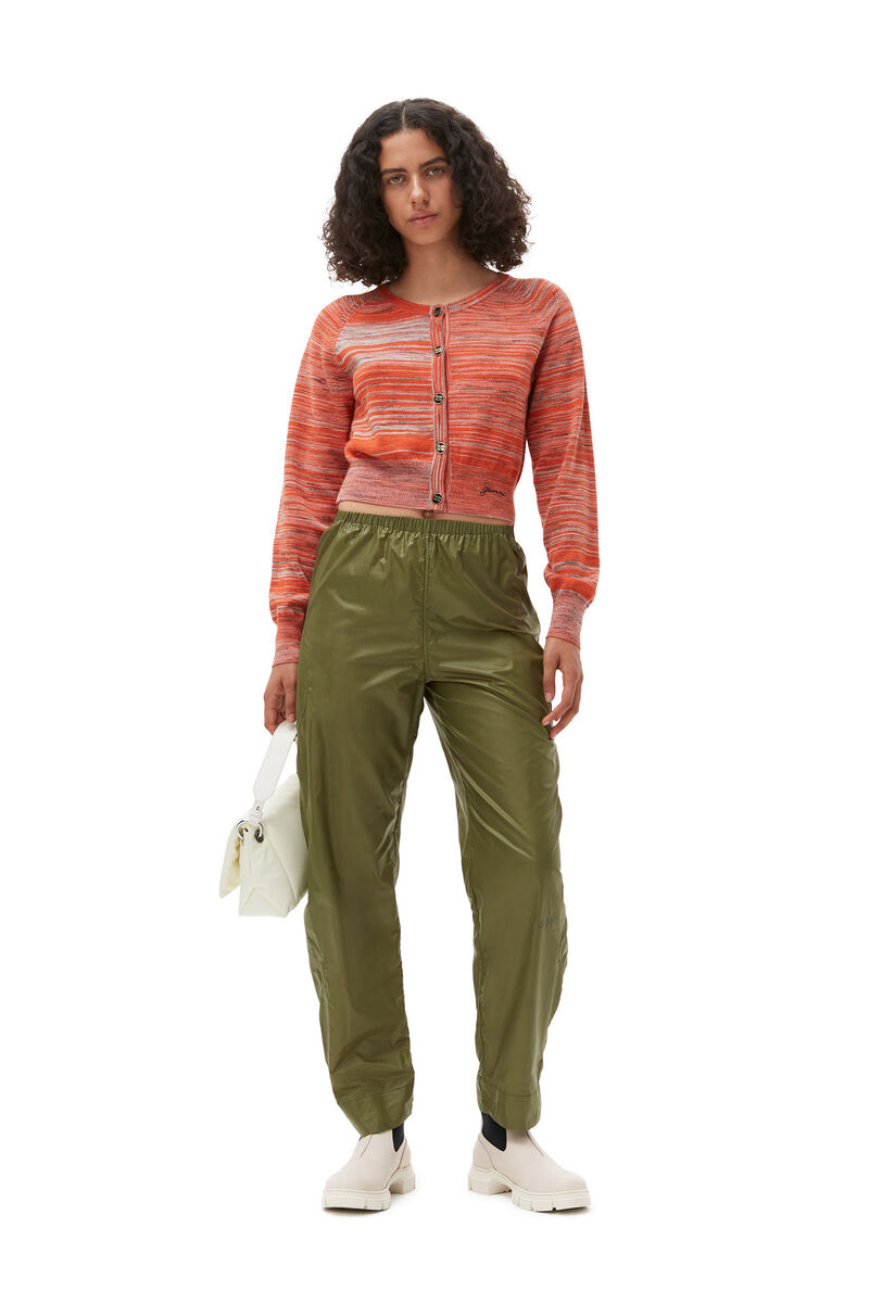 Shiny Quilt Elasticated Pants, Nylon, in colour Spaghnum - 1 - GANNI